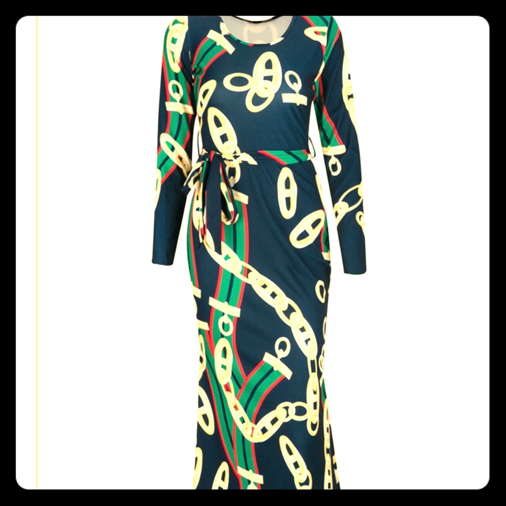 Chain Print Colorful Dress
